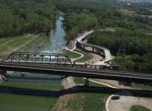 Aerial view of Trestle Bridge during restoration